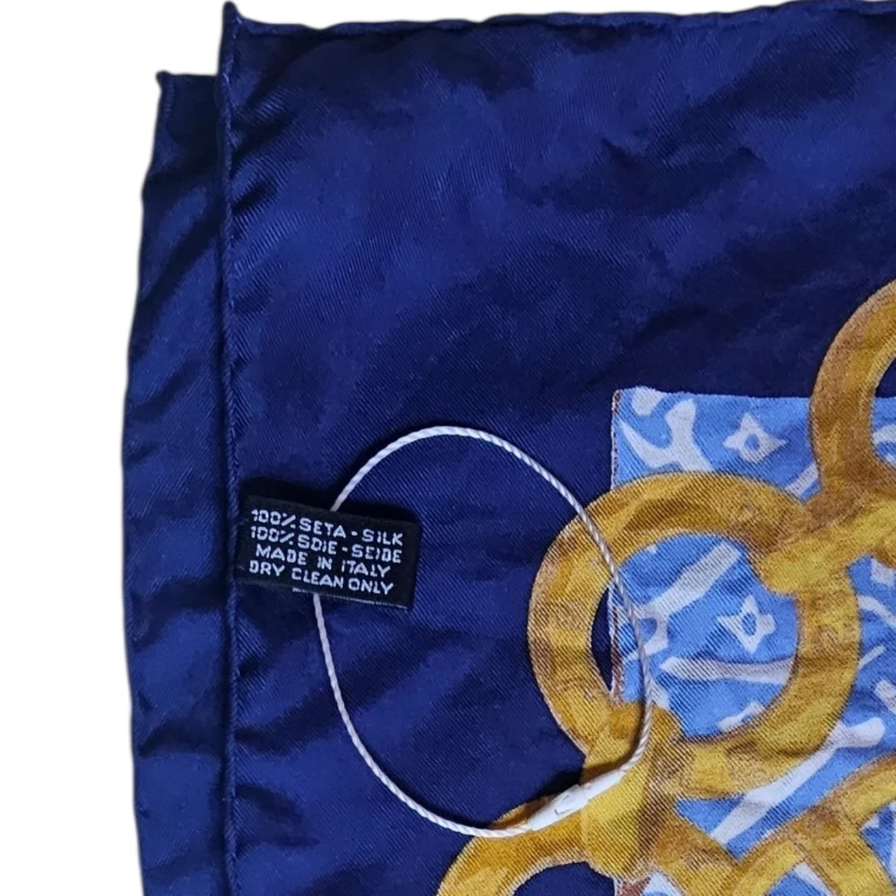NWOT Celine Silk Blue & Yellow Gold Silk Scarf